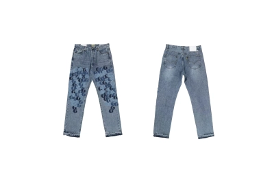 GALLERY DEPT.G Letter Patchwork Pudding 5001 Denim Washed Distressed Patchwork Jeans G77 01
