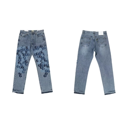 GALLERY DEPT.G Letter Patchwork Pudding 5001 Denim Washed Distressed Patchwork Jeans G77 01