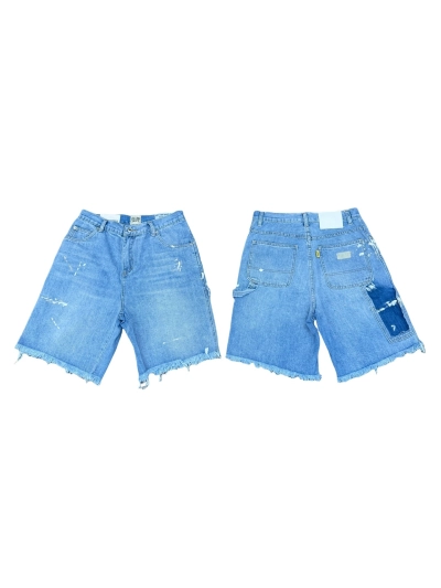 GALLERY DEPT Splatter Paint, Distressed Edges, Vintage Washed and Aged High Street Logging Workwear Denim Shorts GD098 01
