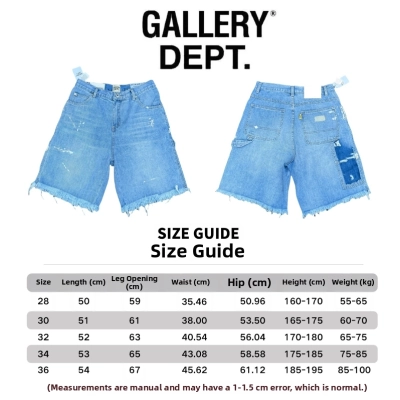 GALLERY DEPT Splatter Paint, Distressed Edges, Vintage Washed and Aged High Street Logging Workwear Denim Shorts GD098 02