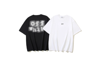 OFF-WHITE Blurred Logo Print Short-Sleeve T-Shirt, Black/White #1338 01