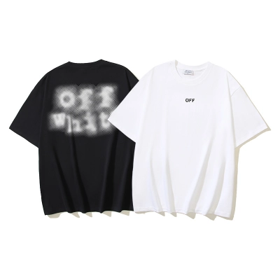 OFF-WHITE Blurred Logo Print Short-Sleeve T-Shirt, Black/White #1338 01
