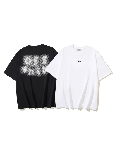 OFF-WHITE Blurred Logo Print Short-Sleeve T-Shirt, Black/White #1338 01