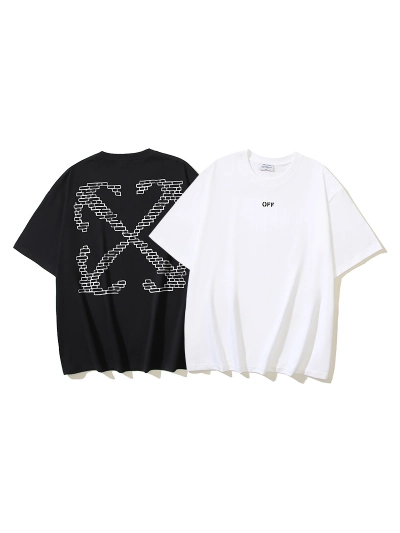 OFF-WHITE Brick Arrow Print Short-Sleeve T-Shirt, Black, White #1350 01