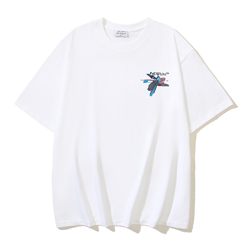 OFF-WHITE Graffiti Paint Arrow Print Short-Sleeve T-Shirt, Black, White #1346