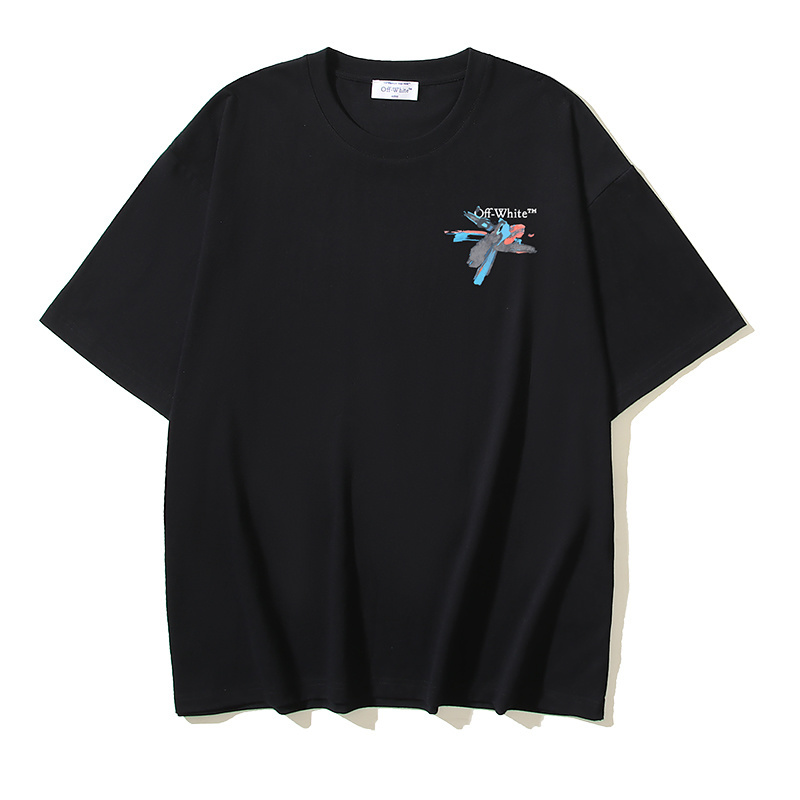 OFF-WHITE Graffiti Paint Arrow Print Short-Sleeve T-Shirt, Black, White #1346