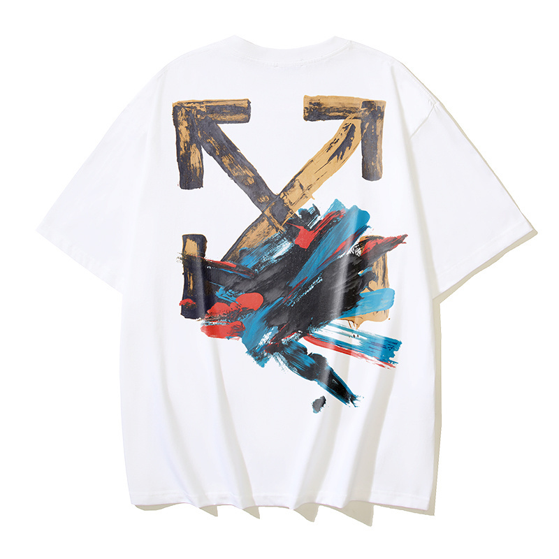 OFF-WHITE Graffiti Paint Arrow Print Short-Sleeve T-Shirt, Black, White #1346