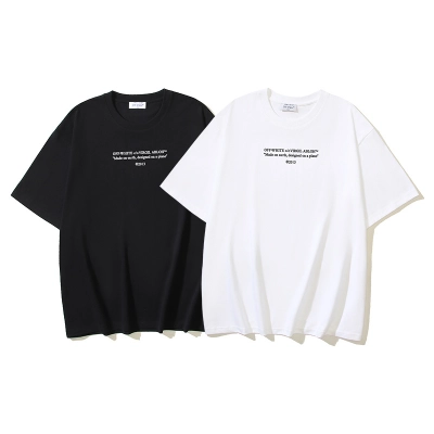 OFF-WHITE Letter Print Short-Sleeve T-Shirt, Black, White #1352 01