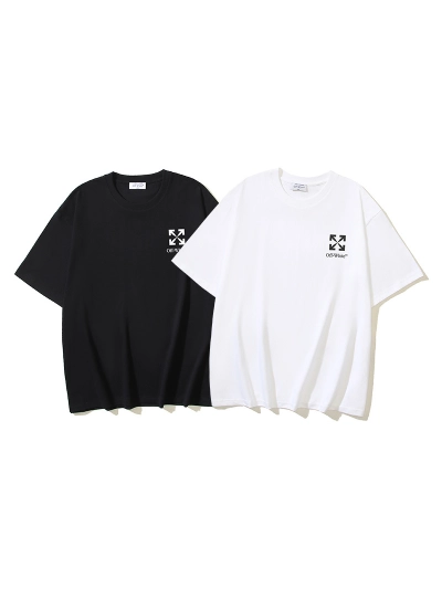 OFF-WHITE logo arrow print short-sleeved T-shirt, black, white #1341 01