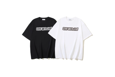 OFF-WHITE LOGO Print Short-Sleeve T-Shirt, Black, White #1349 01