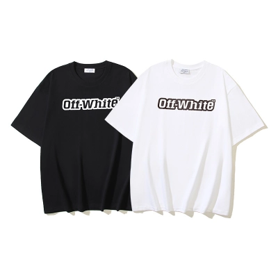 OFF-WHITE LOGO Print Short-Sleeve T-Shirt, Black, White #1349 01