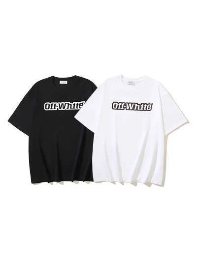 OFF-WHITE LOGO Print Short-Sleeve T-Shirt, Black, White #1349 01