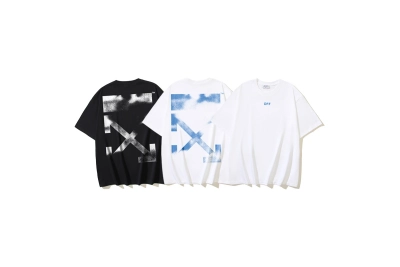OFF-WHITE OFF Blurry Arrow Print Short-Sleeve T-Shirt, Black/White #1347 01