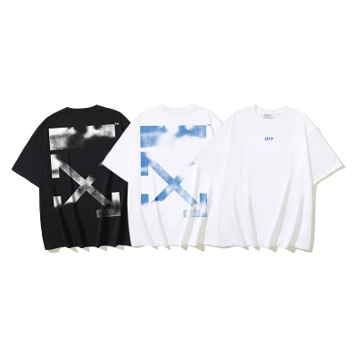 OFF-WHITE OFF Blurry Arrow Print Short-Sleeve T-Shirt, Black/White #1347 01