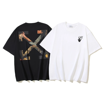 OFF-WHITE Oil Painting Arrow Print Short-Sleeve T-Shirt, Black, White #1345 01