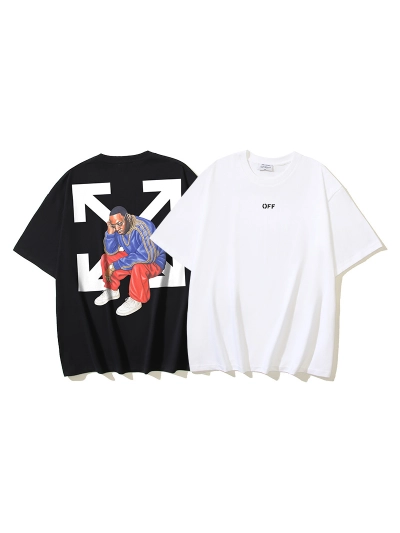 OFF-WHITE Virgil Abloh Arrow Print Short-Sleeve T-Shirt, Black, White #1340 01