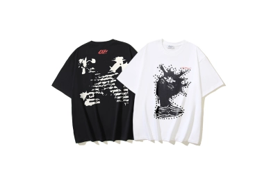 OFF-WHITE Abstract Arrow Print Short-Sleeve T-Shirt — Black / White #1368 01