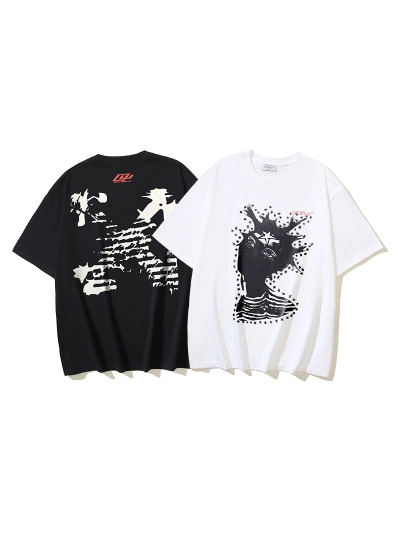 OFF-WHITE Abstract Arrow Print Short-Sleeve T-Shirt — Black / White #1368 01