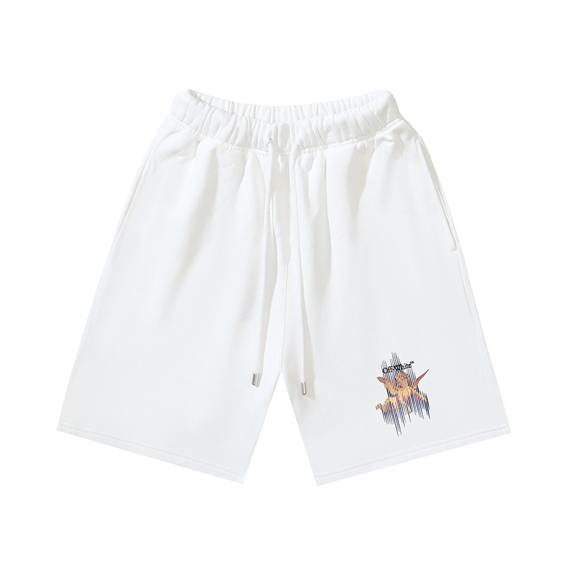 OFF-WHITE Brushed Cotton "Little Angel" Print Shorts — Black / White #1175