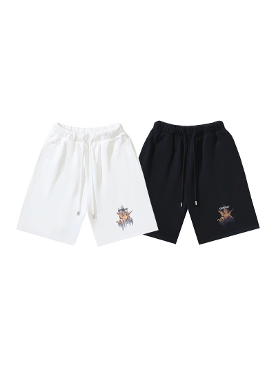 OFF-WHITE Brushed Cotton "Little Angel" Print Shorts — Black / White #1175 01