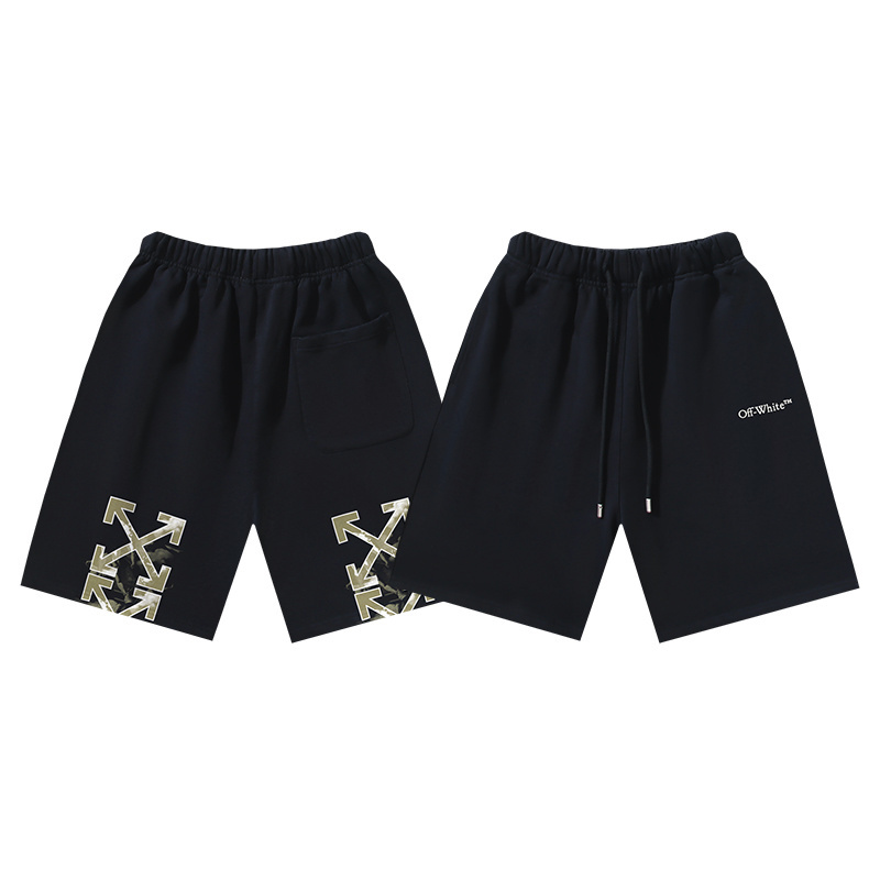 OFF-WHITE Brushed Cotton "Off Stamp" Arrows-Print Shorts – Black #1160