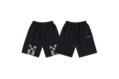 OFF-WHITE Brushed Cotton "Off Stamp" Arrows-Print Shorts – Black #1160 01
