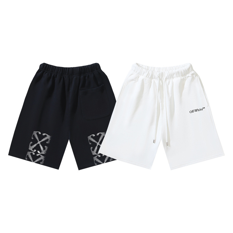 OFF-WHITE Brushed Cotton "Phantom Arrows" Print Shorts — Black / White #1198