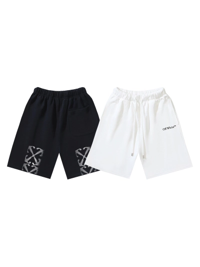 OFF-WHITE Brushed Cotton "Phantom Arrows" Print Shorts — Black / White #1198 01