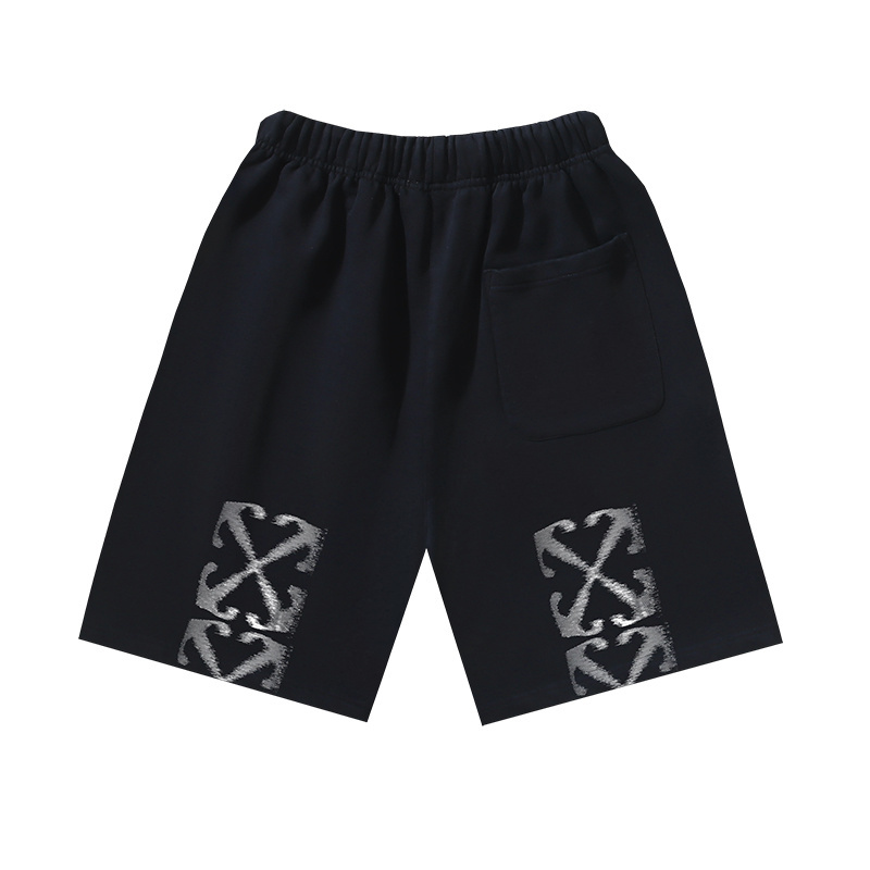 OFF-WHITE Brushed Cotton "Phantom Arrows" Print Shorts — Black / White #1198