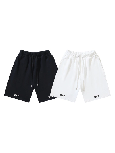 OFF-WHITE Brushed Cotton French Terry Shorts with Dual Logo Print #1017 01