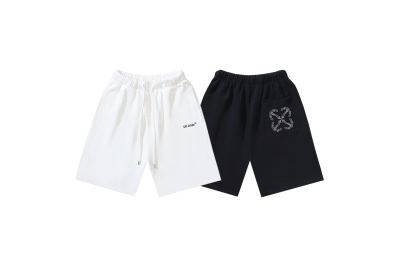 OFF-WHITE Brushed Cotton Paisley & Arrow Print Shorts #1012 01