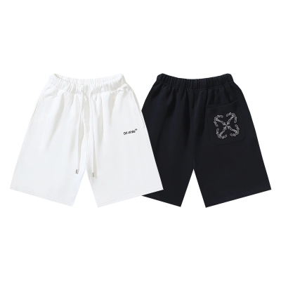 OFF-WHITE Brushed Cotton Paisley & Arrow Print Shorts #1012 01