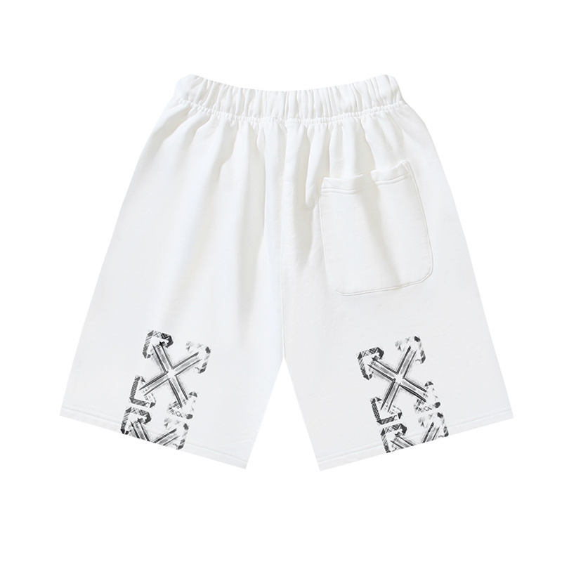 OFF-WHITE Brushed Cotton Plaid Shorts with Arrows & "OFF" Print — Black / White #1133