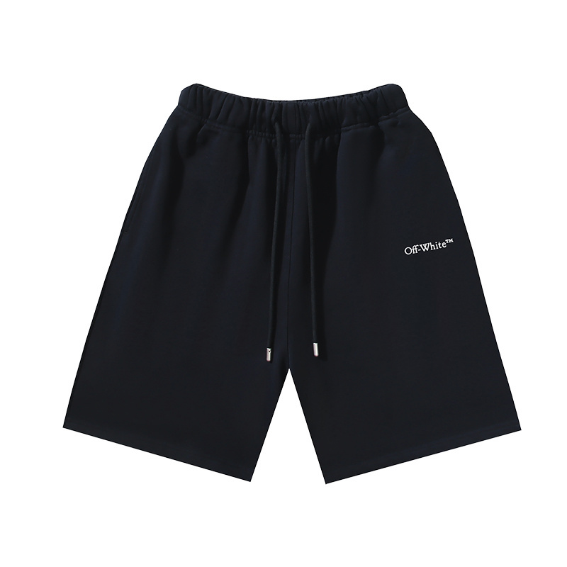 OFF-WHITE Brushed Cotton Plaid Shorts with Arrows & "OFF" Print — Black / White #1133