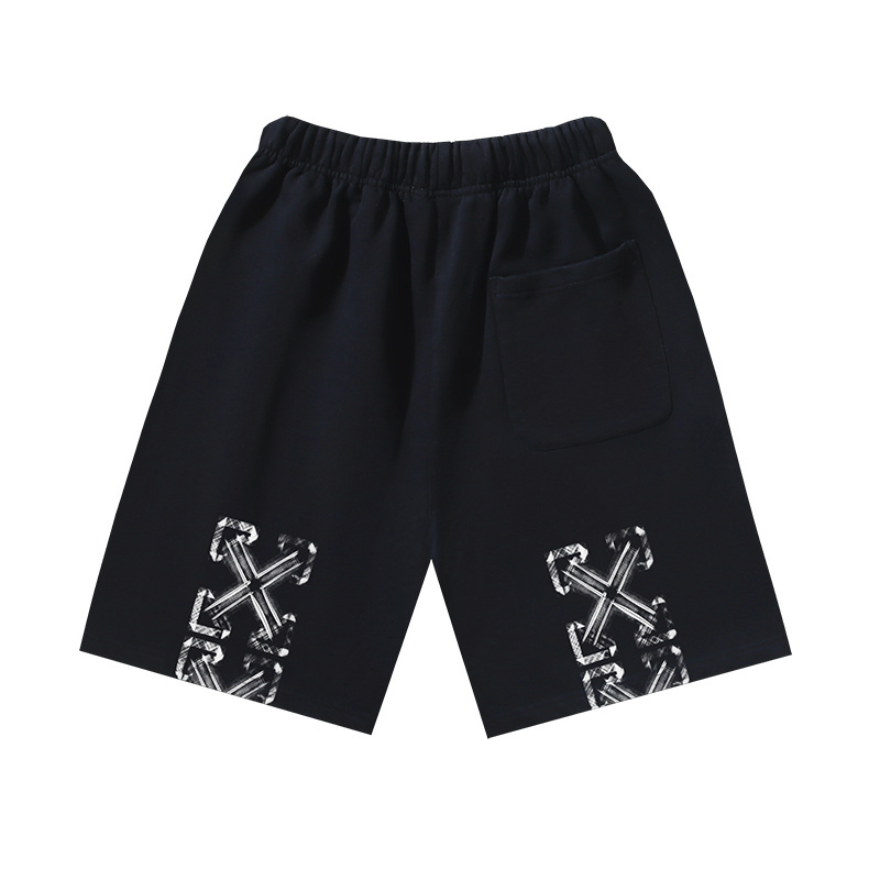 OFF-WHITE Brushed Cotton Plaid Shorts with Arrows & "OFF" Print — Black / White #1133