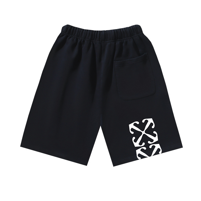 OFF-WHITE Brushed Cotton Shorts — "Mary" / Religious Angel & Virgin Mary Print — Black / White #1177