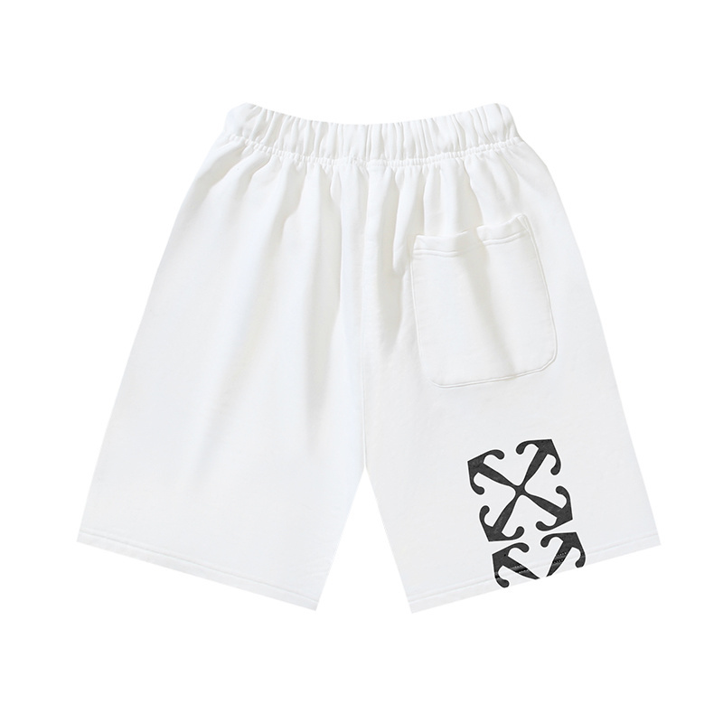 OFF-WHITE Brushed Cotton Shorts — "Mary" / Religious Angel & Virgin Mary Print — Black / White #1177
