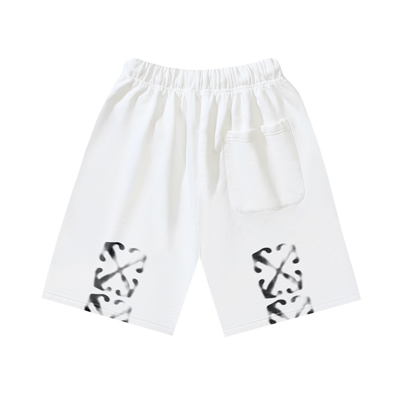 OFF-WHITE Brushed Cotton Shorts with "Misty Arrows" Print — Black / White #1132