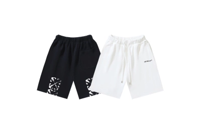 OFF-WHITE Brushed Cotton Shorts with "Misty Arrows" Print — Black / White #1132 01