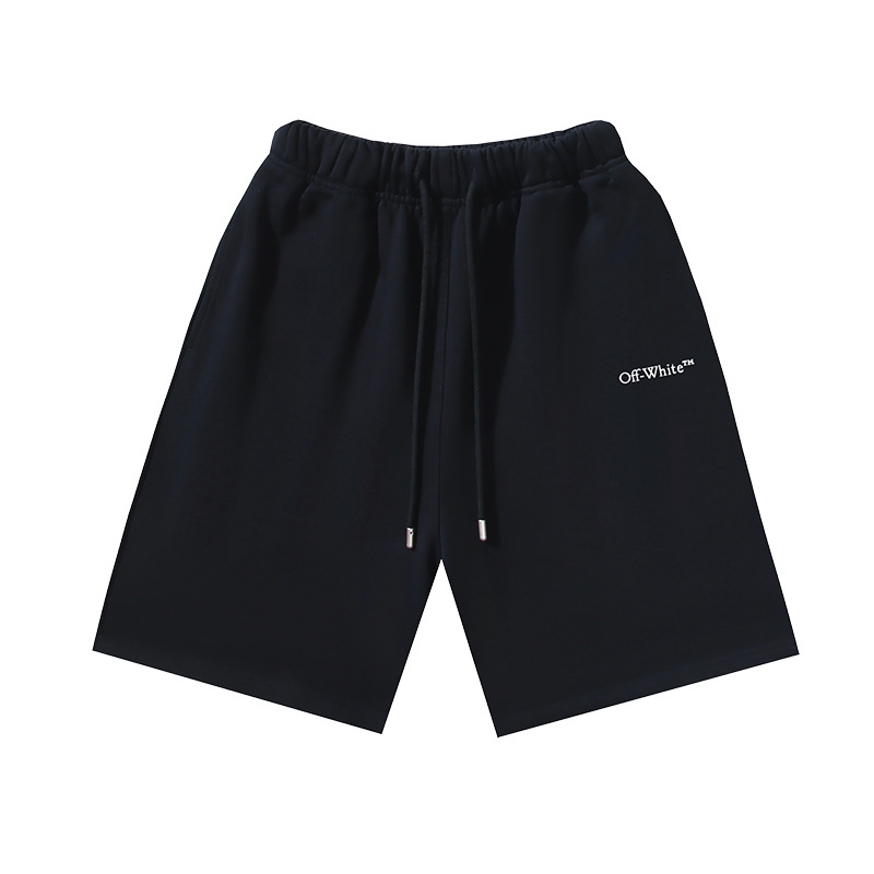 OFF-WHITE Brushed Cotton Shorts with "Misty Arrows" Print — Black / White #1132