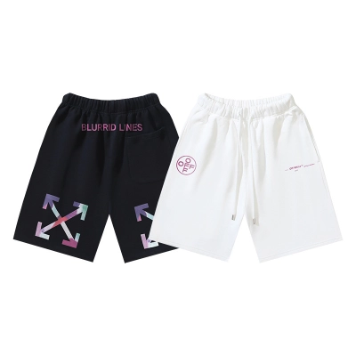 OFF-WHITE Brushed Cotton Shorts with Graffiti Arrow Print – Black / White #1026 01