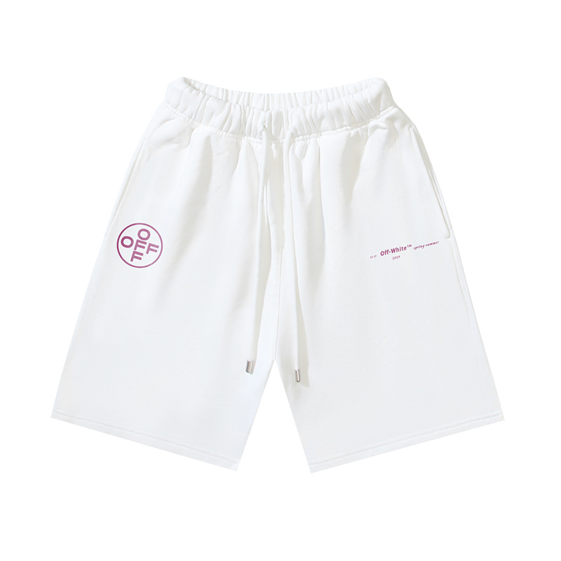 OFF-WHITE Brushed Cotton Shorts with Graffiti Arrow Print – Black / White #1026