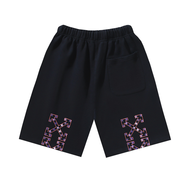 OFF-WHITE Brushed Cotton Shorts with Star & Arrow Print — Black / White #1157