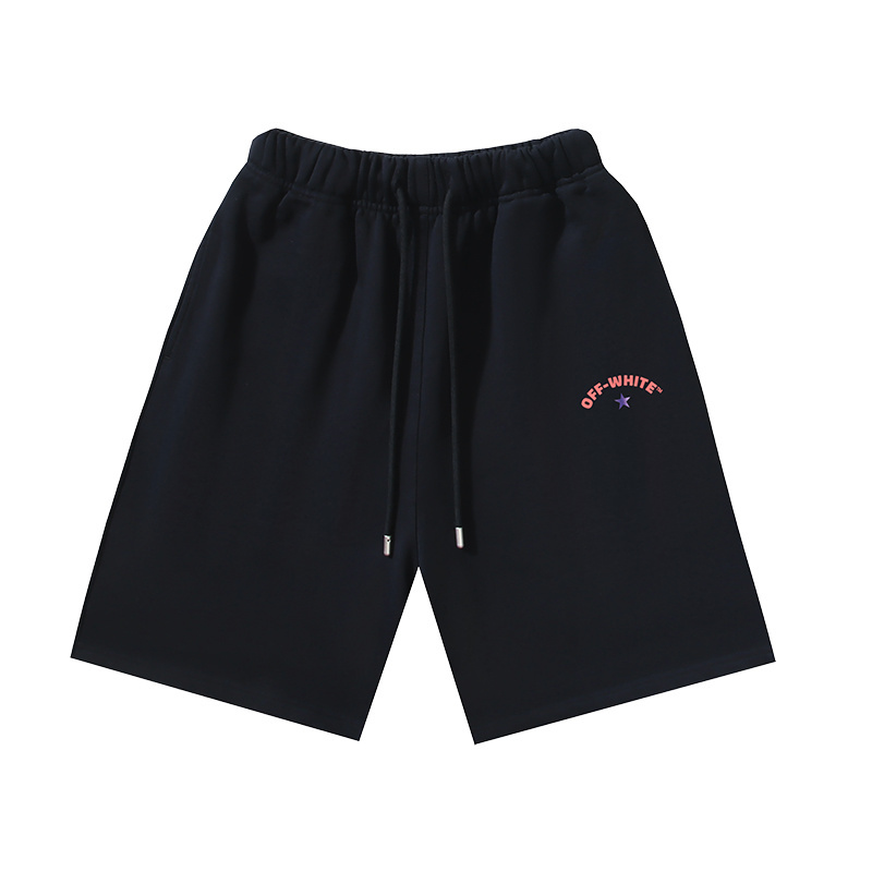 OFF-WHITE Brushed Cotton Shorts with Star & Arrow Print — Black / White #1157