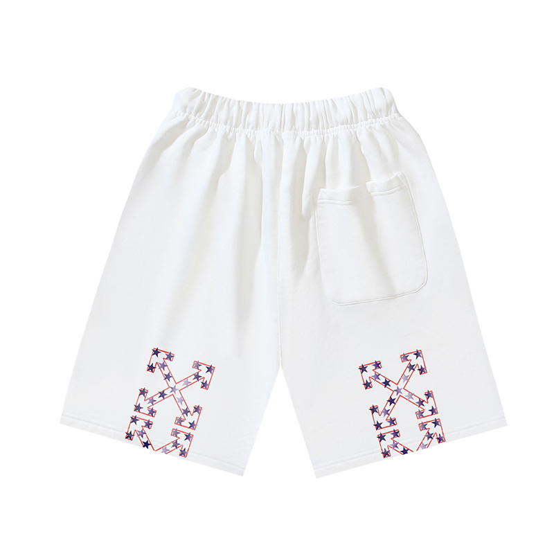 OFF-WHITE Brushed Cotton Shorts with Star & Arrow Print — Black / White #1157