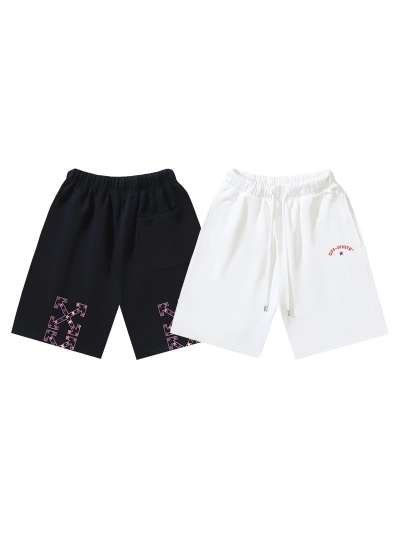 OFF-WHITE Brushed Cotton Shorts with Star & Arrow Print — Black / White #1157 01