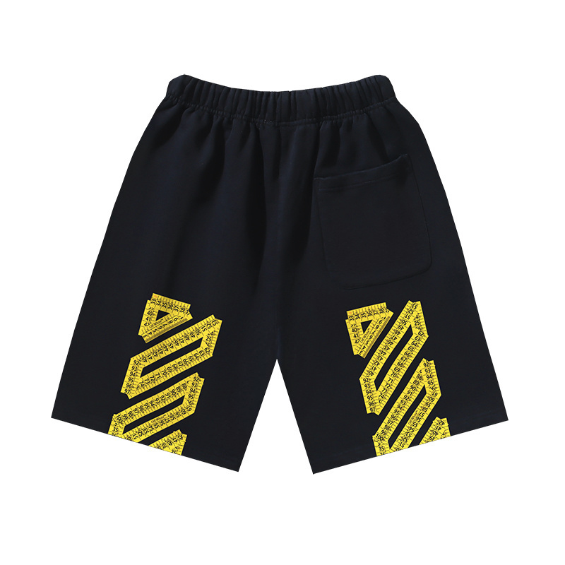 OFF-WHITE Brushed Cotton Shorts with Tape Measure & Ruler Print – Black / White #1156