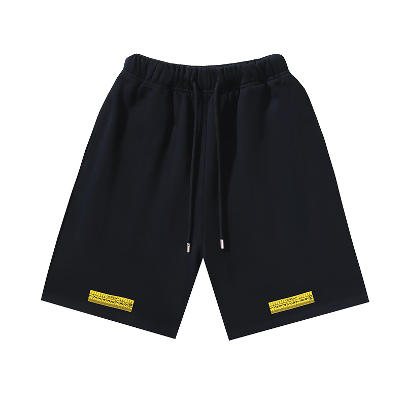 OFF-WHITE Brushed Cotton Shorts with Tape Measure & Ruler Print – Black / White #1156