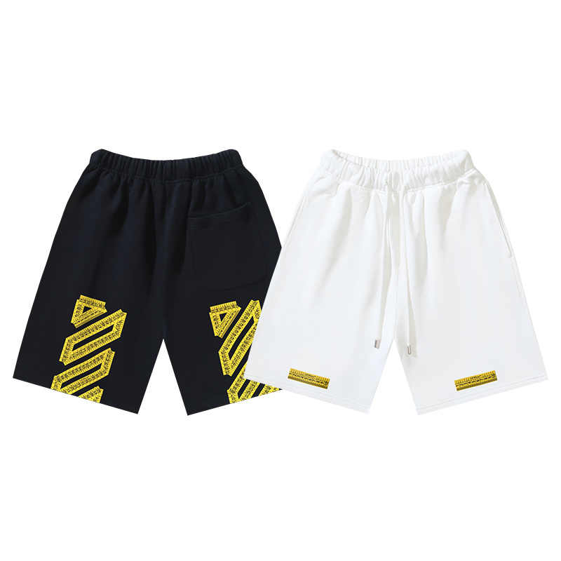 OFF-WHITE Brushed Cotton Shorts with Tape Measure & Ruler Print – Black / White #1156