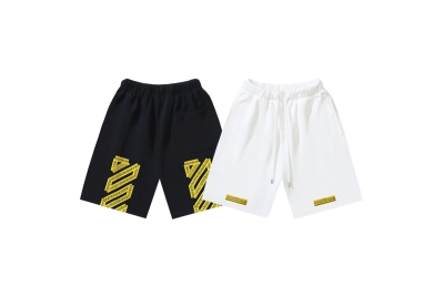 OFF-WHITE Brushed Cotton Shorts with Tape Measure & Ruler Print – Black / White #1156 01